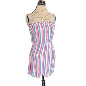 Rue21 Womens Dress Size Small Pastel Mini  Striped Rainbow Candy Cane Ruffle